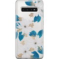 Blue and Gold Clear Floral Samsung Case
