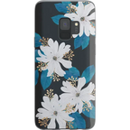 Blue and Gold Clear Floral Samsung Case