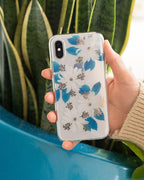 Blue and Gold Clear Floral Samsung Case