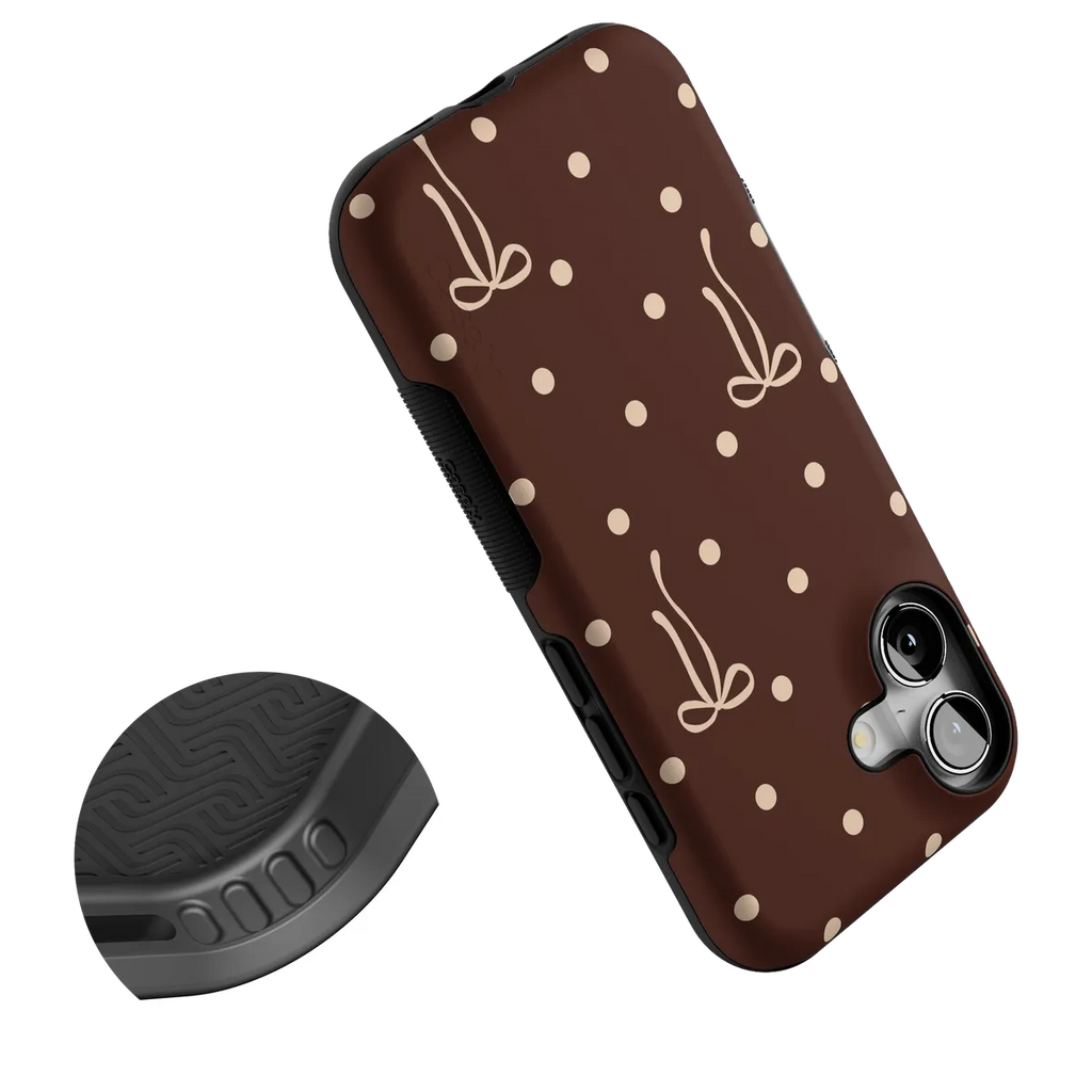 Teddy Bows | Brown Polka Dot Case