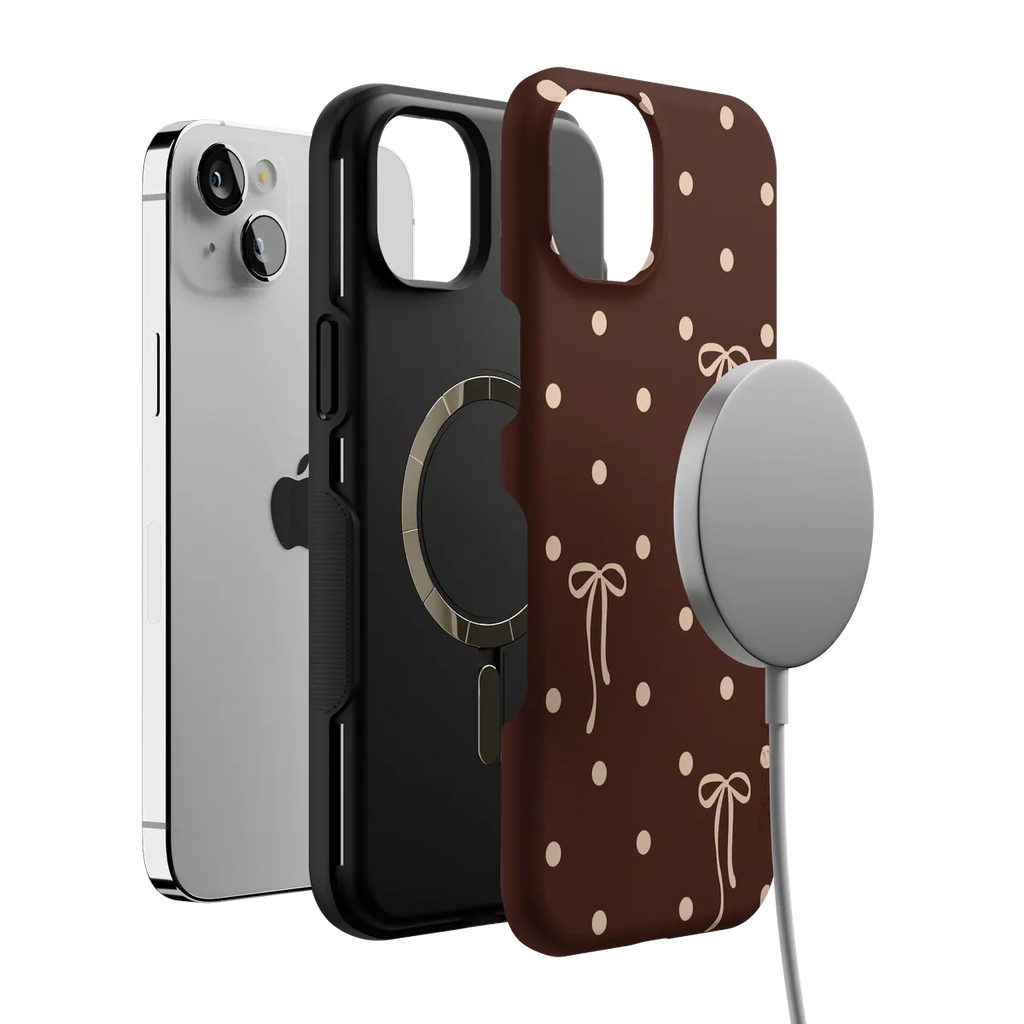 Teddy Bows | Brown Polka Dot Case