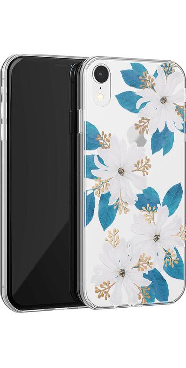 Forget Me Not | Blue and Gold Clear Floral Case
