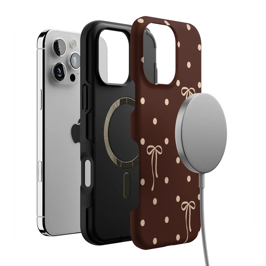 Teddy Bows | Brown Polka Dot Case