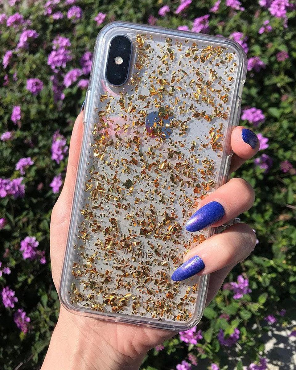 Morning Sparkle | Rose and Gold Flaked Clear Case