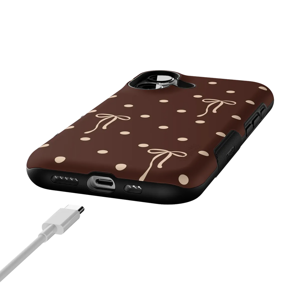 Teddy Bows | Brown Polka Dot Case