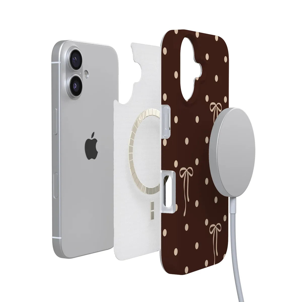 Teddy Bows | Brown Polka Dot Case