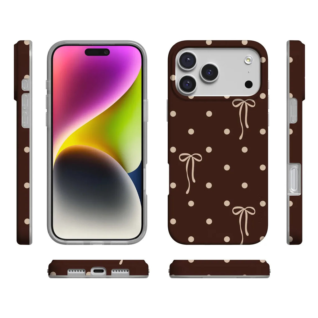 Teddy Bows | Brown Polka Dot Case