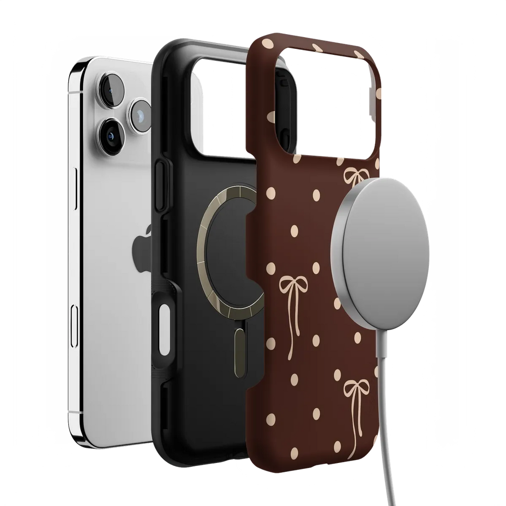 Teddy Bows | Brown Polka Dot Case