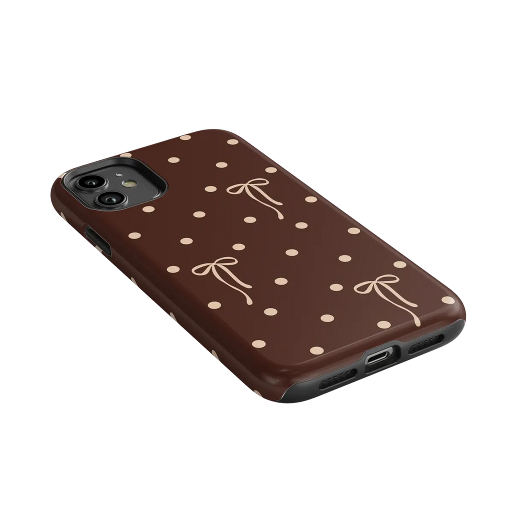 Teddy Bows | Brown Polka Dot Case