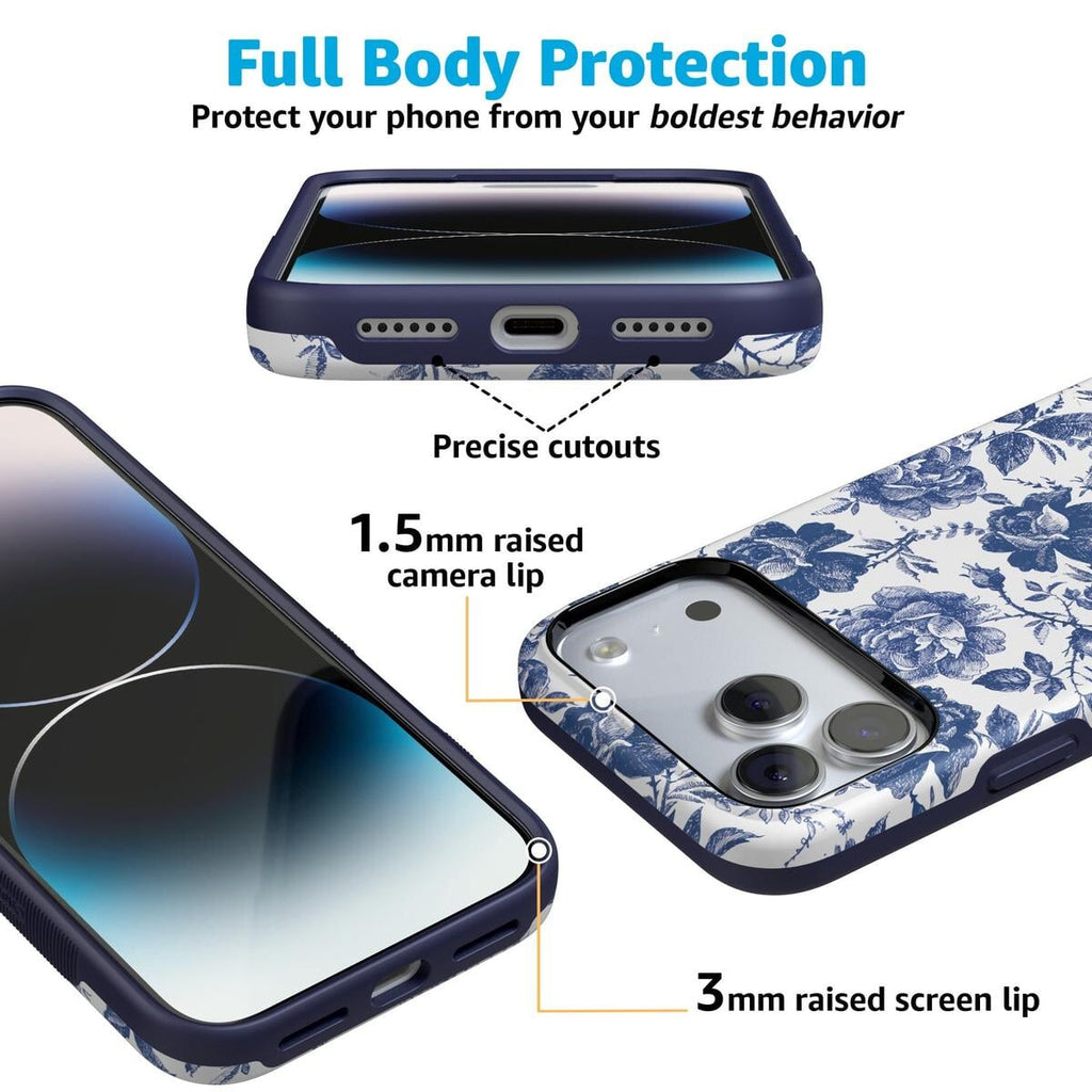 Rose to Fame | Blue & White Rose Floral Case