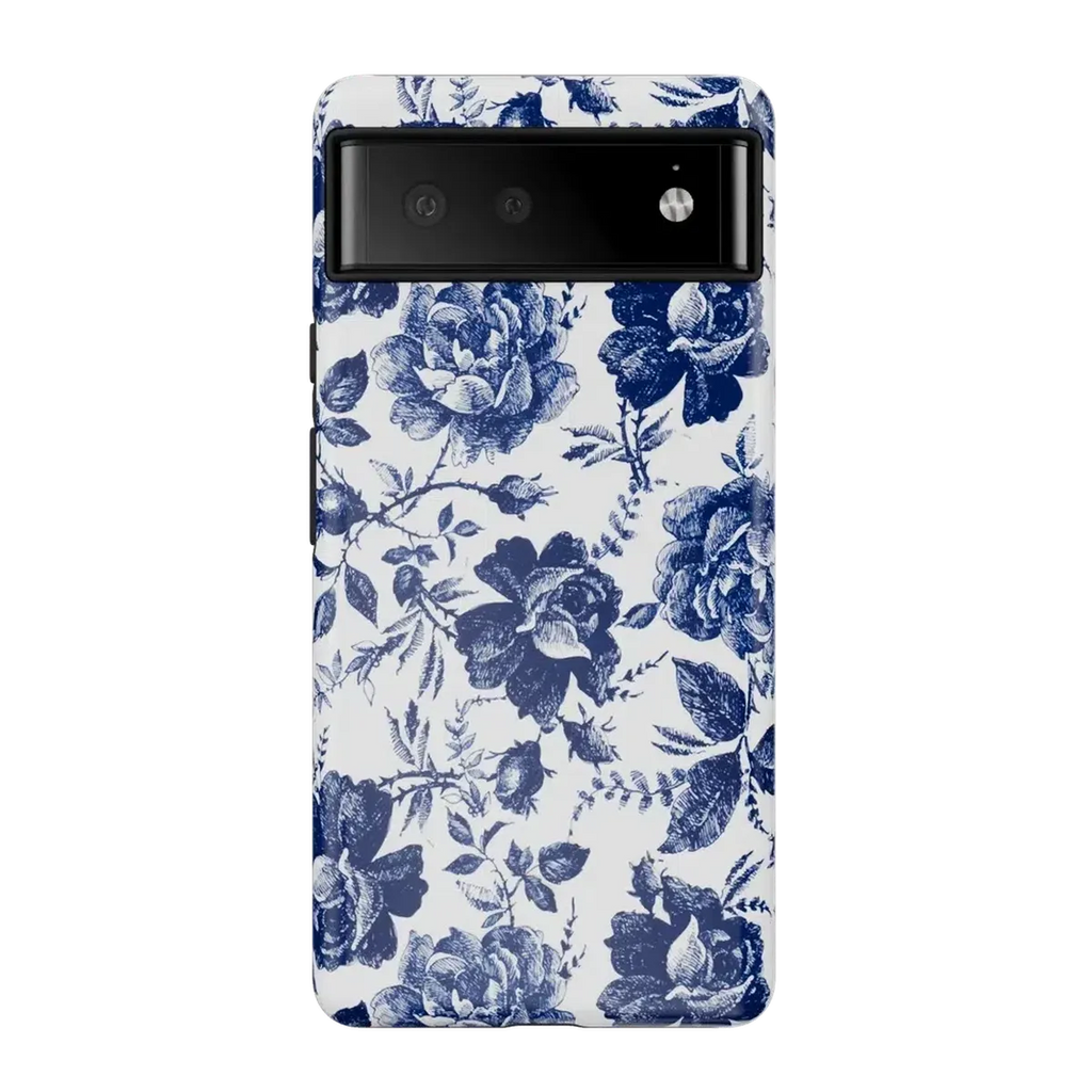 Rose to Fame | Blue & White Rose Floral Google Pixel Case