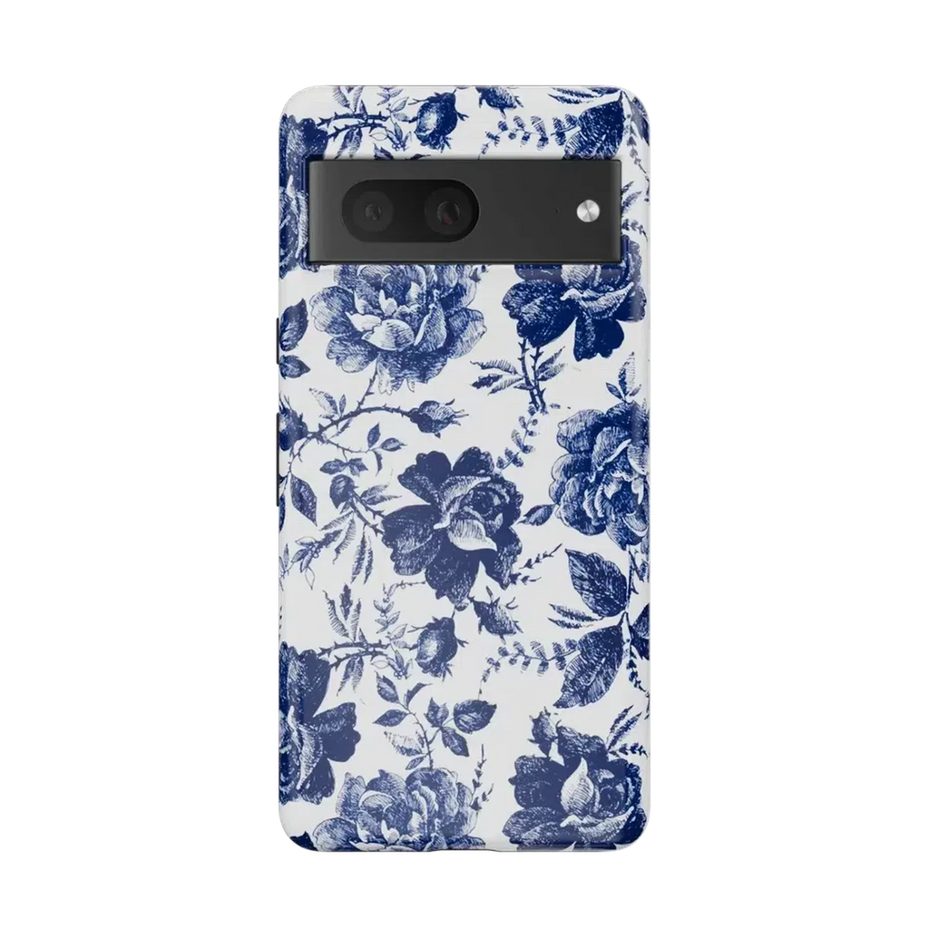 Rose to Fame | Blue & White Rose Floral Google Pixel Case
