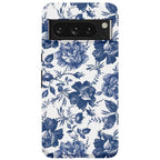 Rose to Fame | Blue & White Rose Floral Google Pixel Case