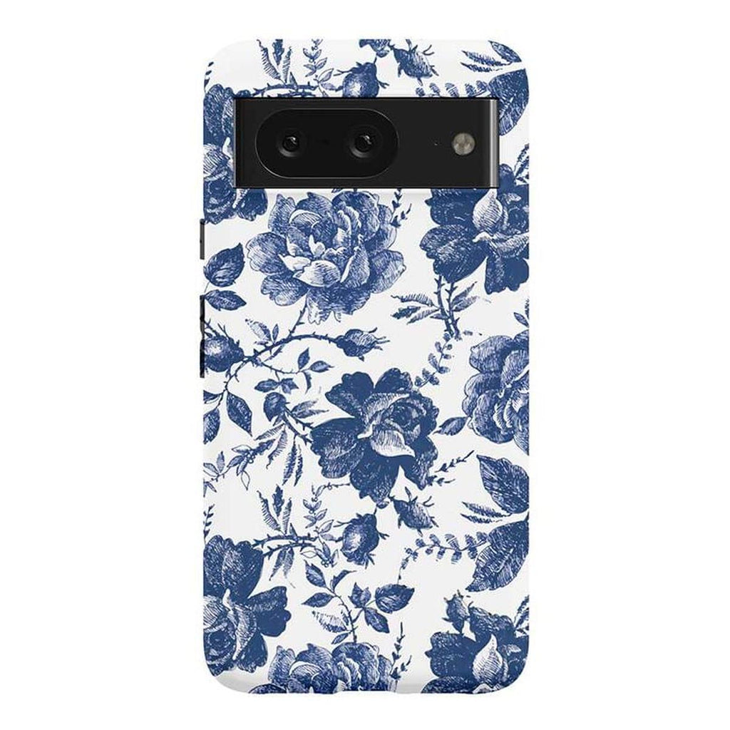 Rose to Fame | Blue & White Rose Floral Google Pixel Case