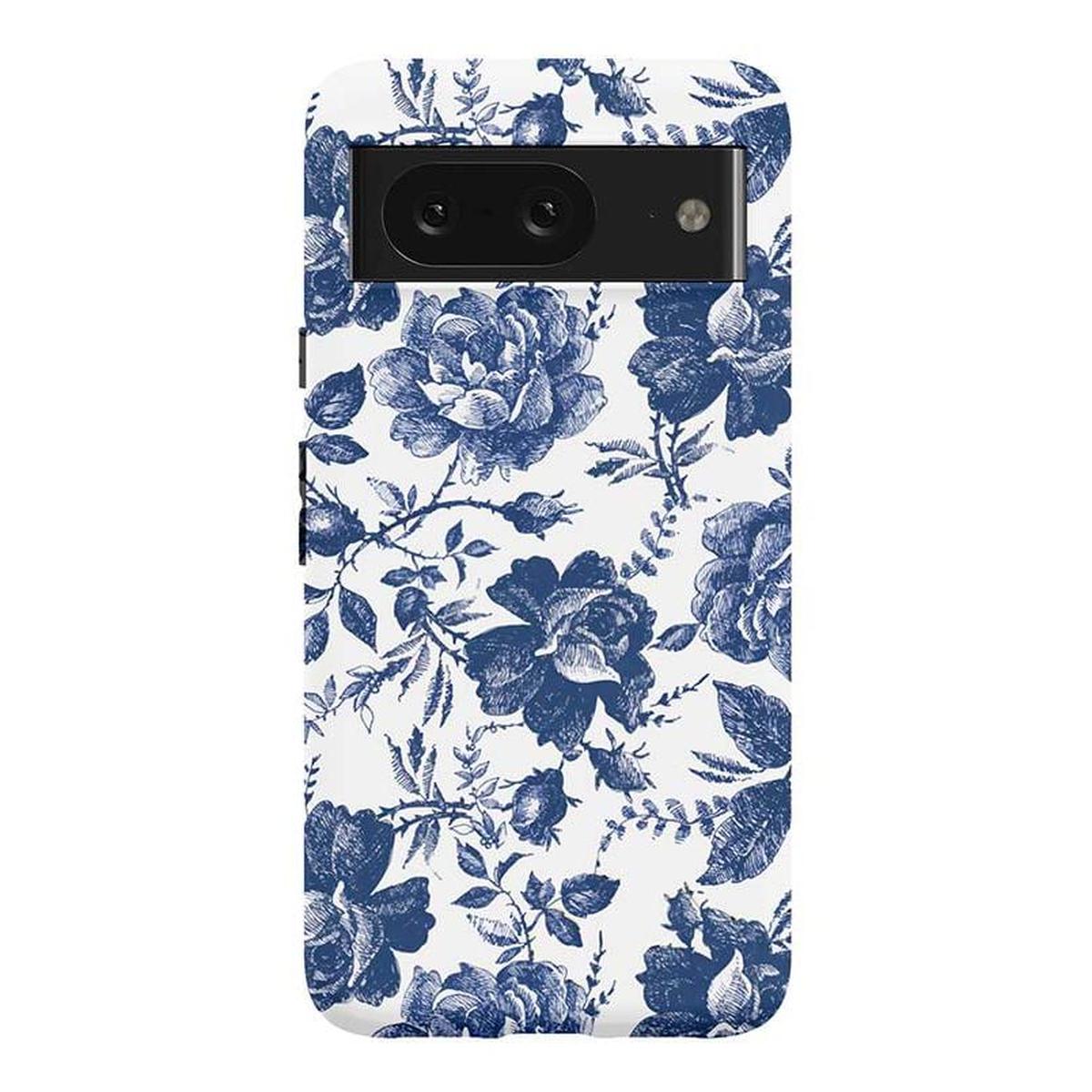 Rose to Fame | Blue & White Rose Floral Google Pixel Case
