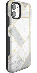 Sharp Lines | Geo White and Gold Marble Case