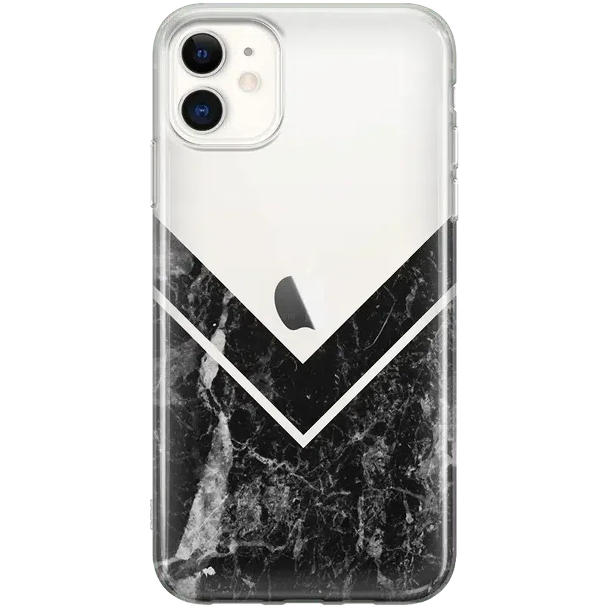Sleek and Simple | Black Marble V Clear Case
