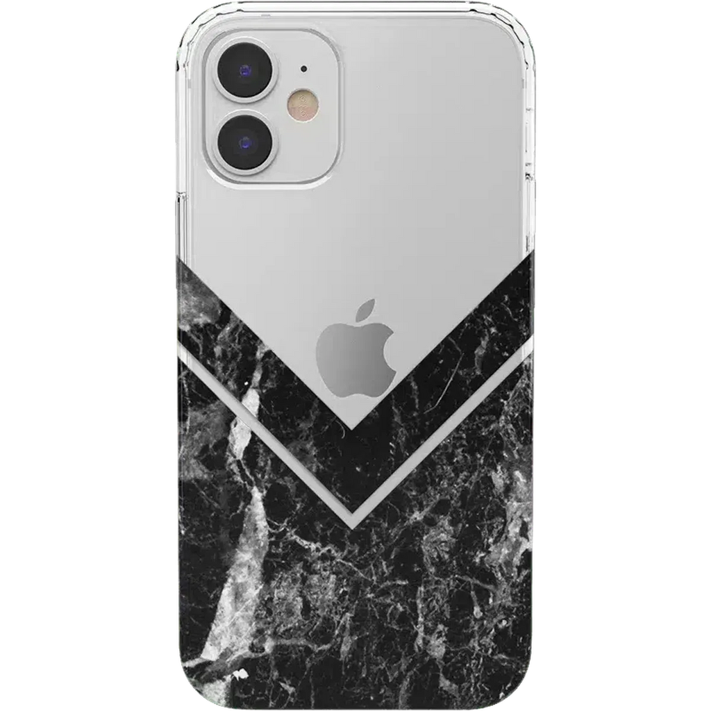 Sleek and Simple | Black Marble V Clear Case