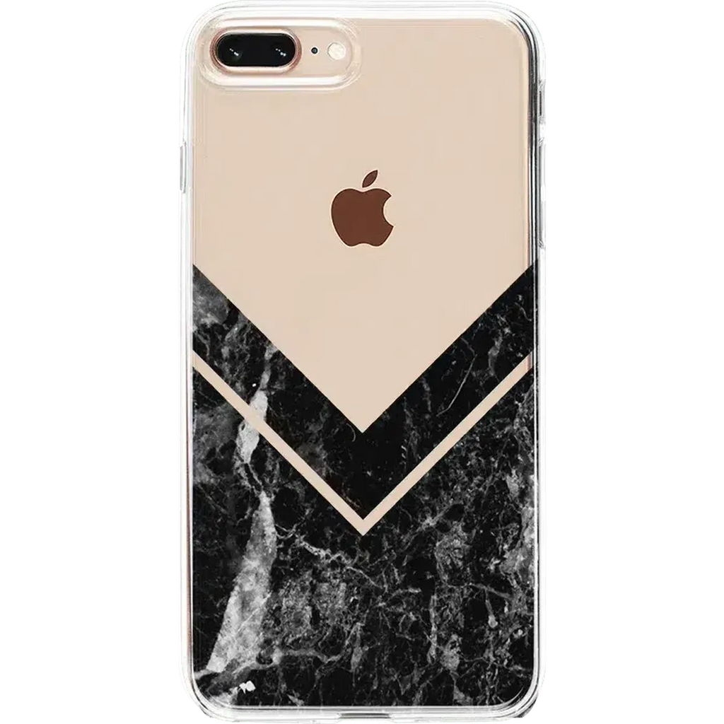 Sleek and Simple | Black Marble V Clear Case
