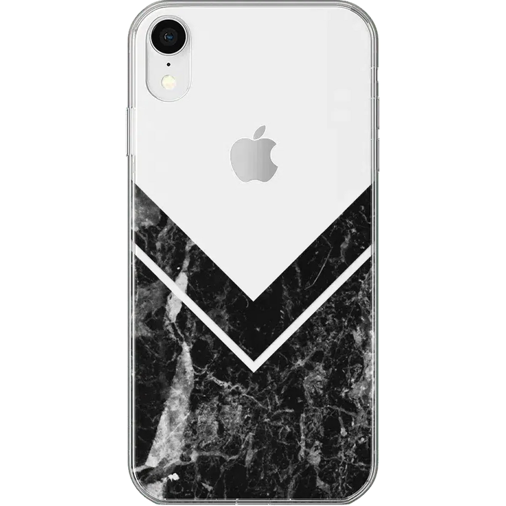 Sleek and Simple | Black Marble V Clear Case