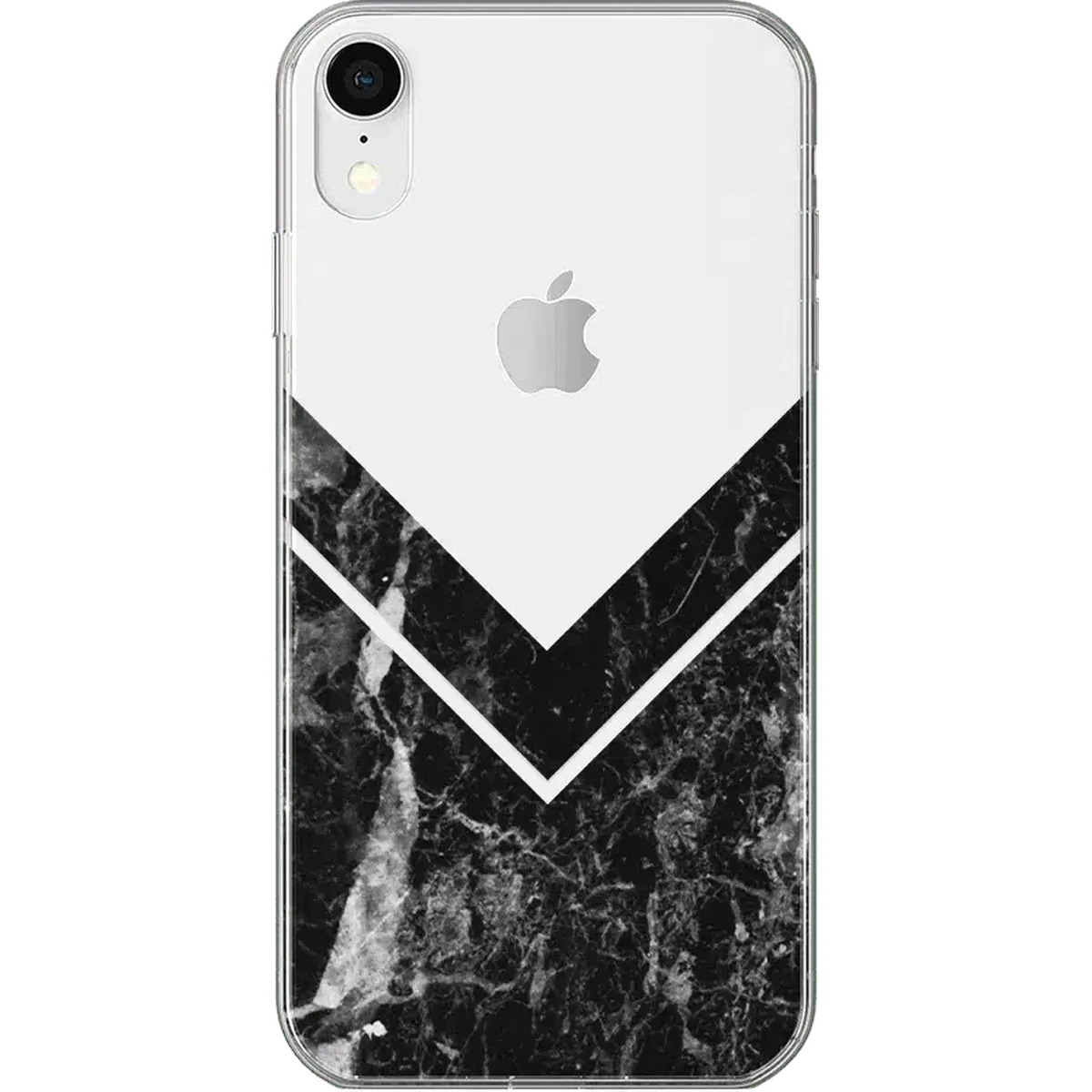 Sleek and Simple | Black Marble V Clear Case