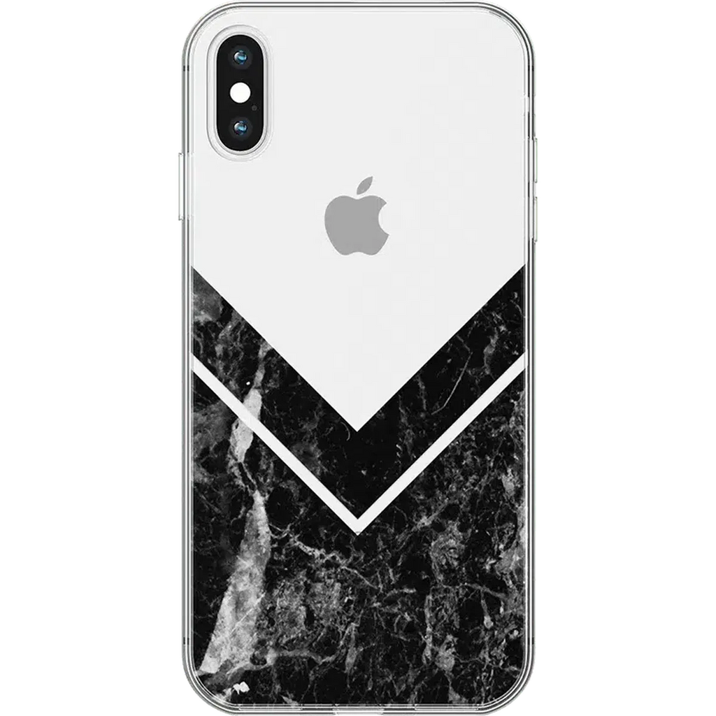 Sleek and Simple | Black Marble V Clear Case