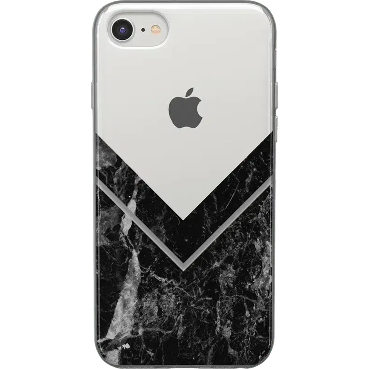Sleek and Simple | Black Marble V Clear Case