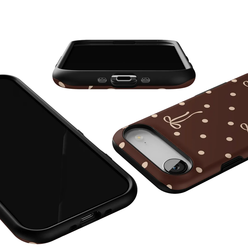 Teddy Bows | Brown Polka Dot Case