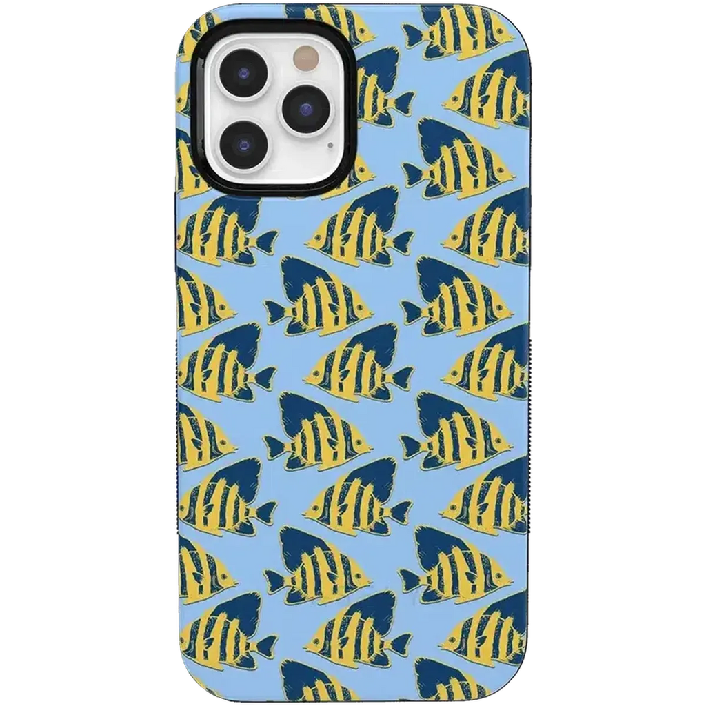 Something's Fishy | Navy Blue & Yellow Fish Print Case