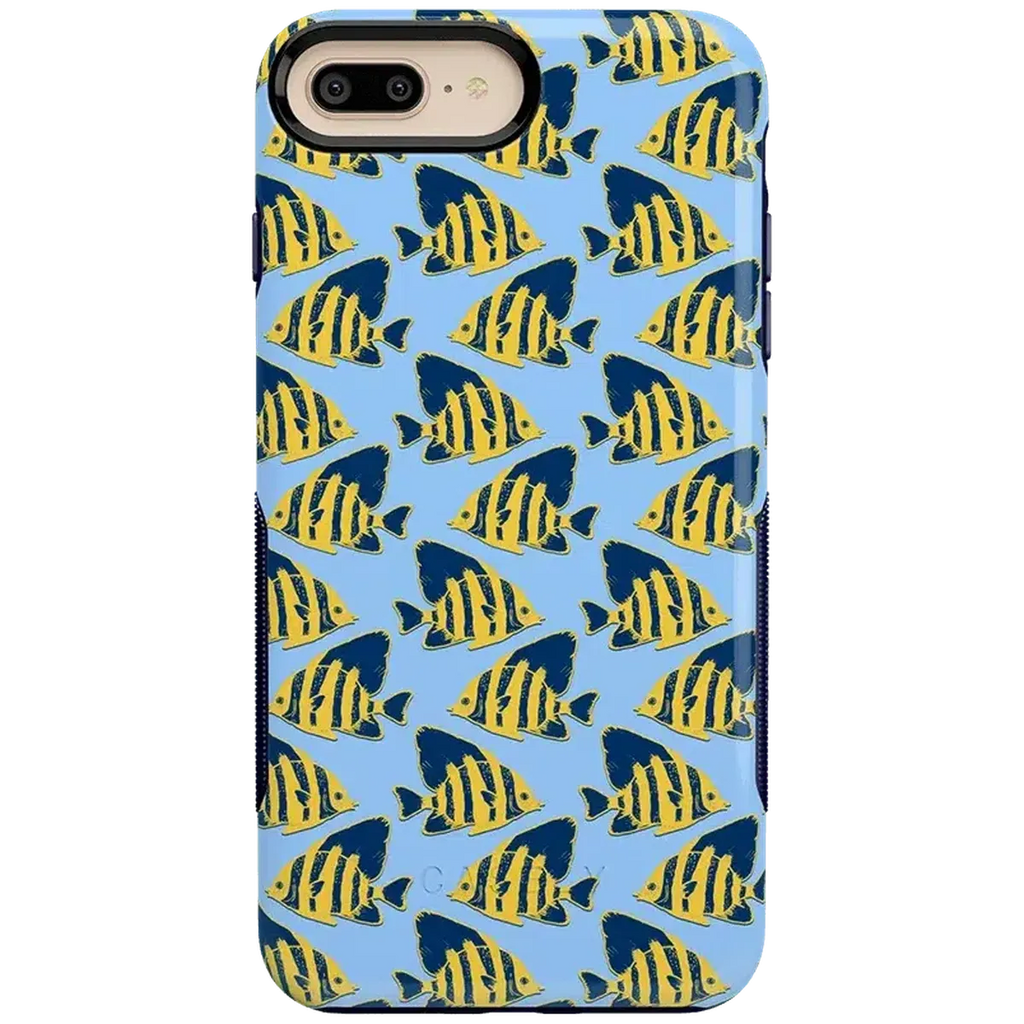Something's Fishy | Navy Blue & Yellow Fish Print Case