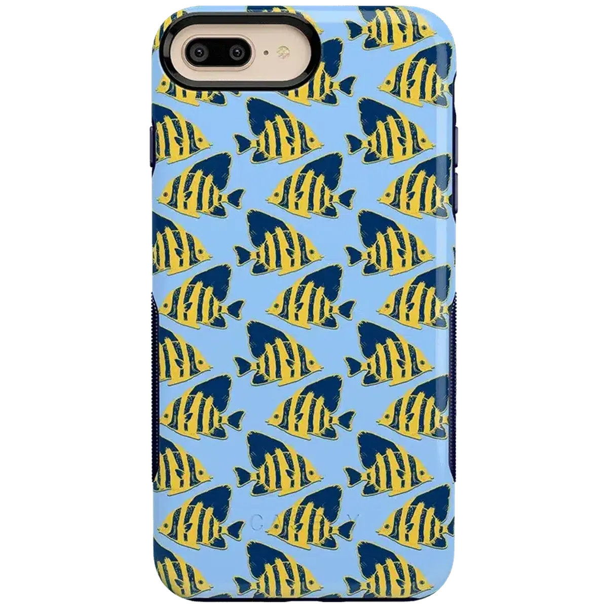 Something's Fishy | Navy Blue & Yellow Fish Print Case