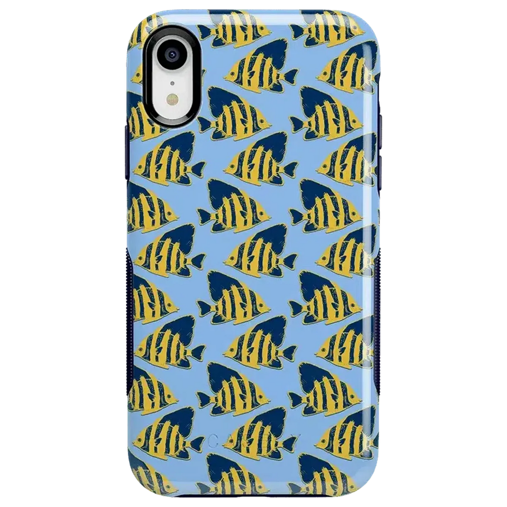 Something's Fishy | Navy Blue & Yellow Fish Print Case