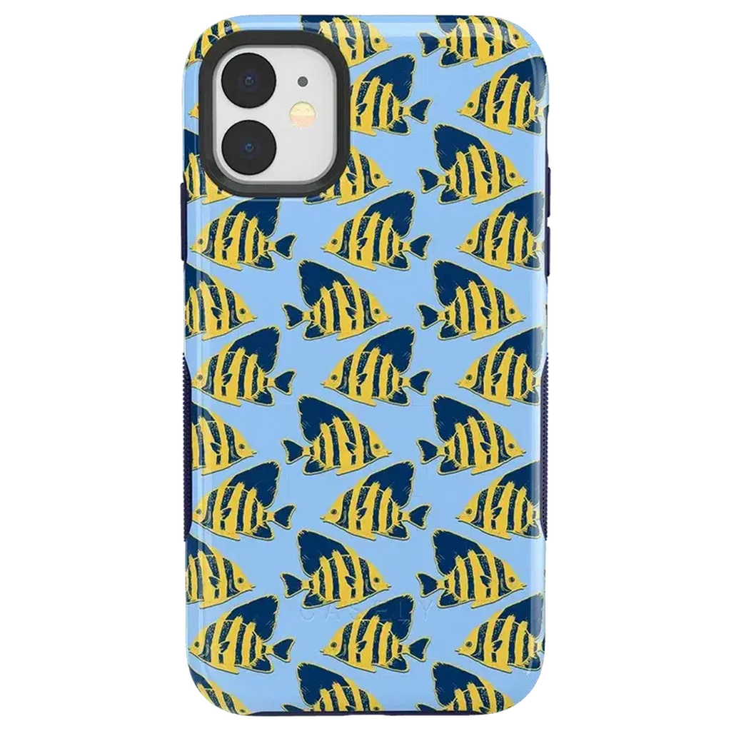 Something's Fishy | Navy Blue & Yellow Fish Print Case