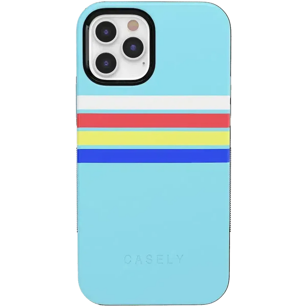 Totally Groovy | Teal Rainbow Stripes Color Block Case
