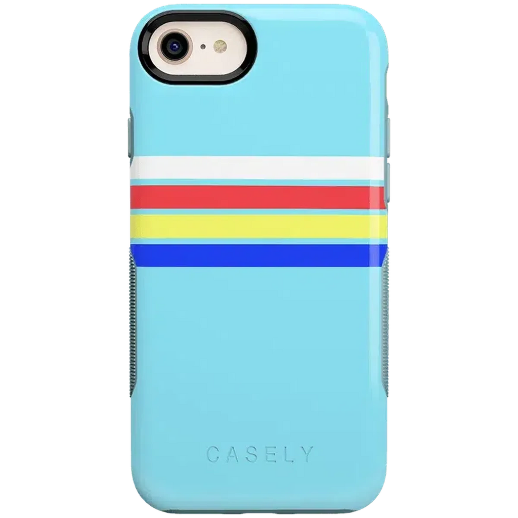 Totally Groovy | Teal Rainbow Stripes Color Block Case