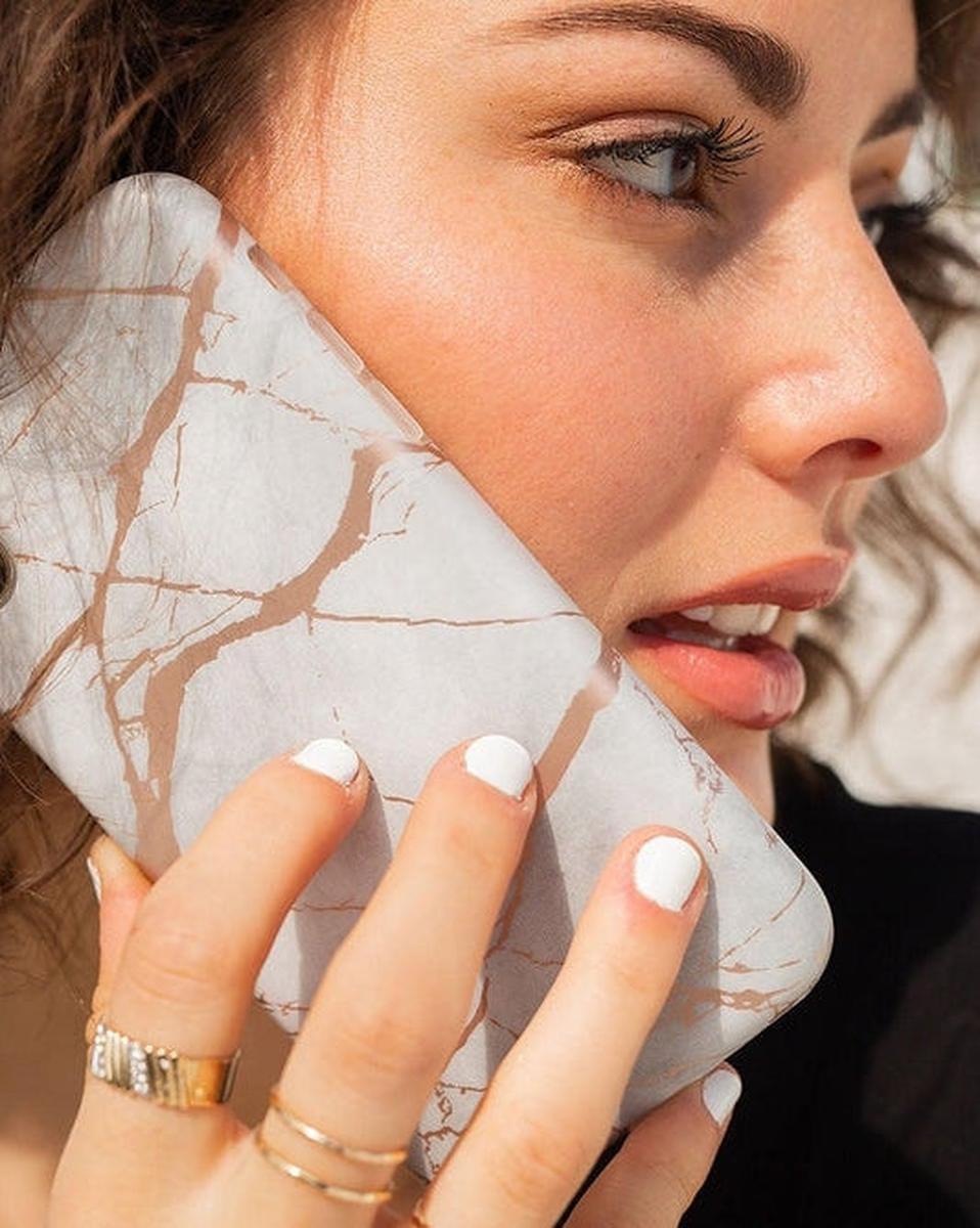 Touch of Lavender | Lavender Gray & Rose Gold Marble Case