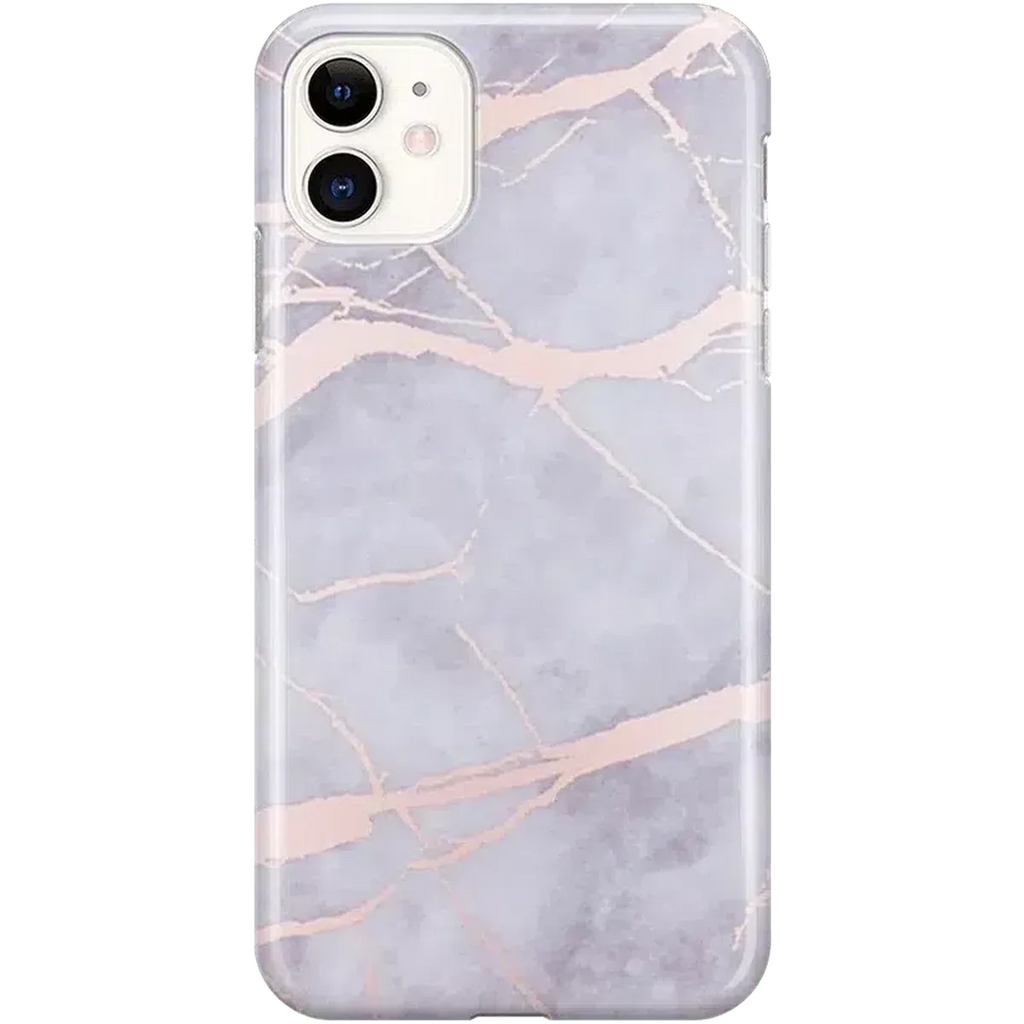 Touch of Lavender | Lavender Gray & Rose Gold Marble Case