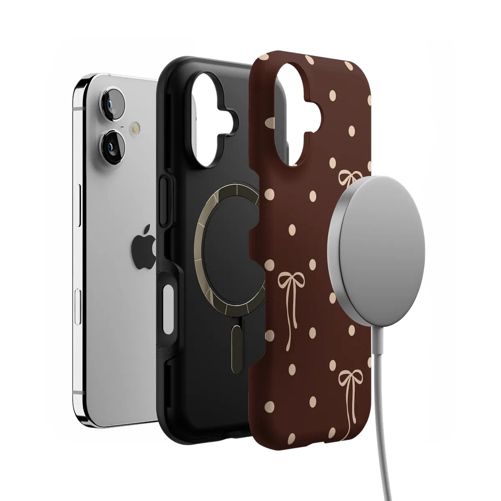 Teddy Bows | Brown Polka Dot Case