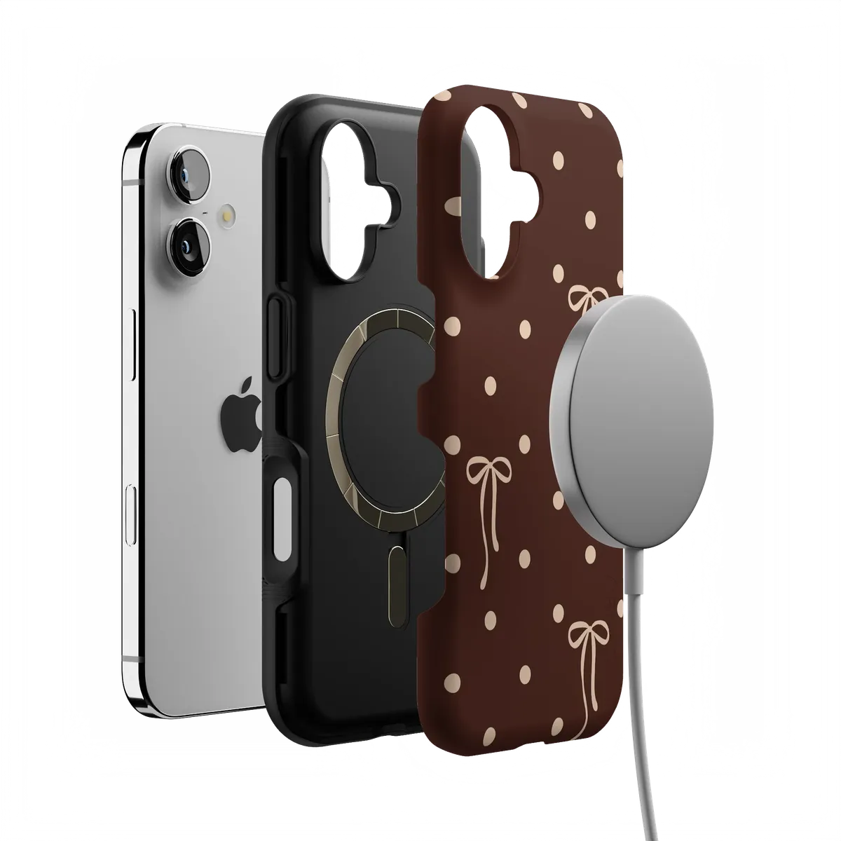 Teddy Bows | Brown Polka Dot Case
