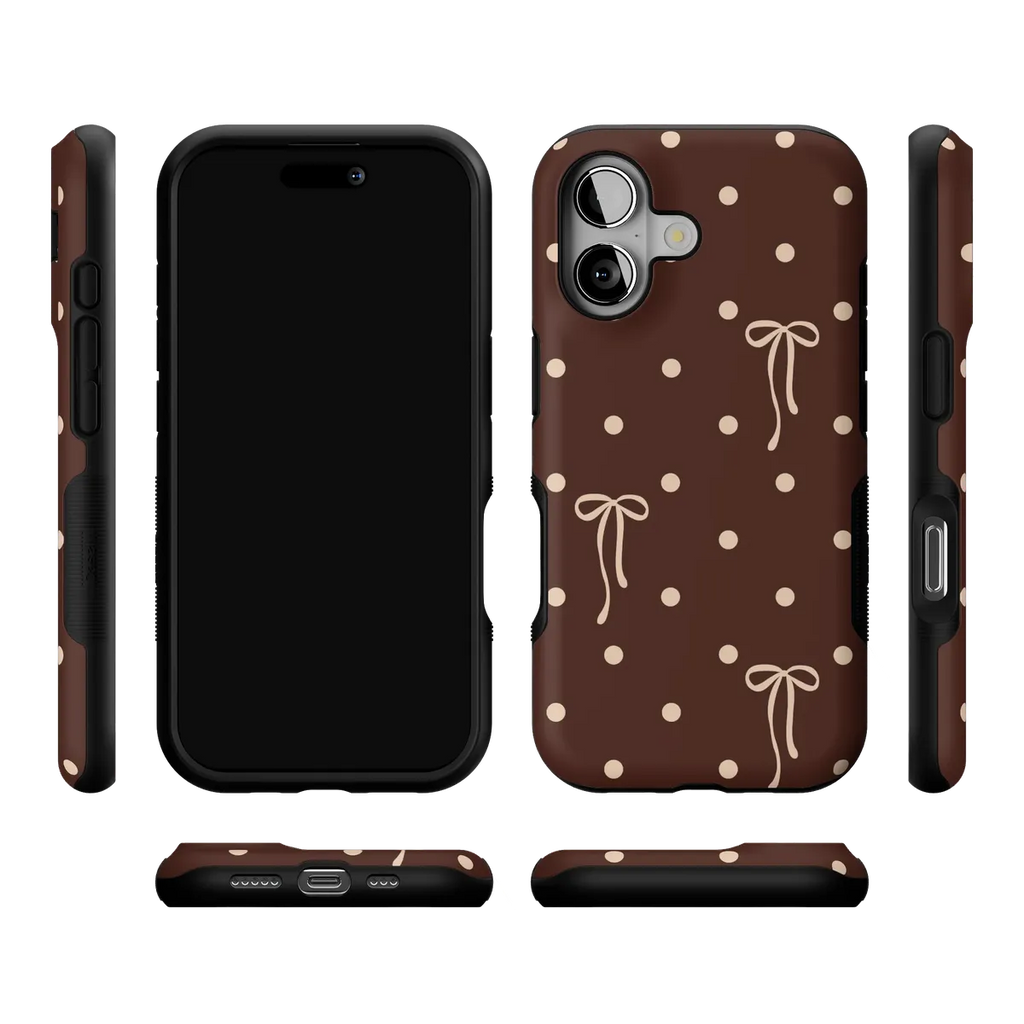 Teddy Bows | Brown Polka Dot Case