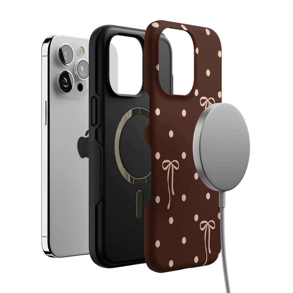 Teddy Bows | Brown Polka Dot Case