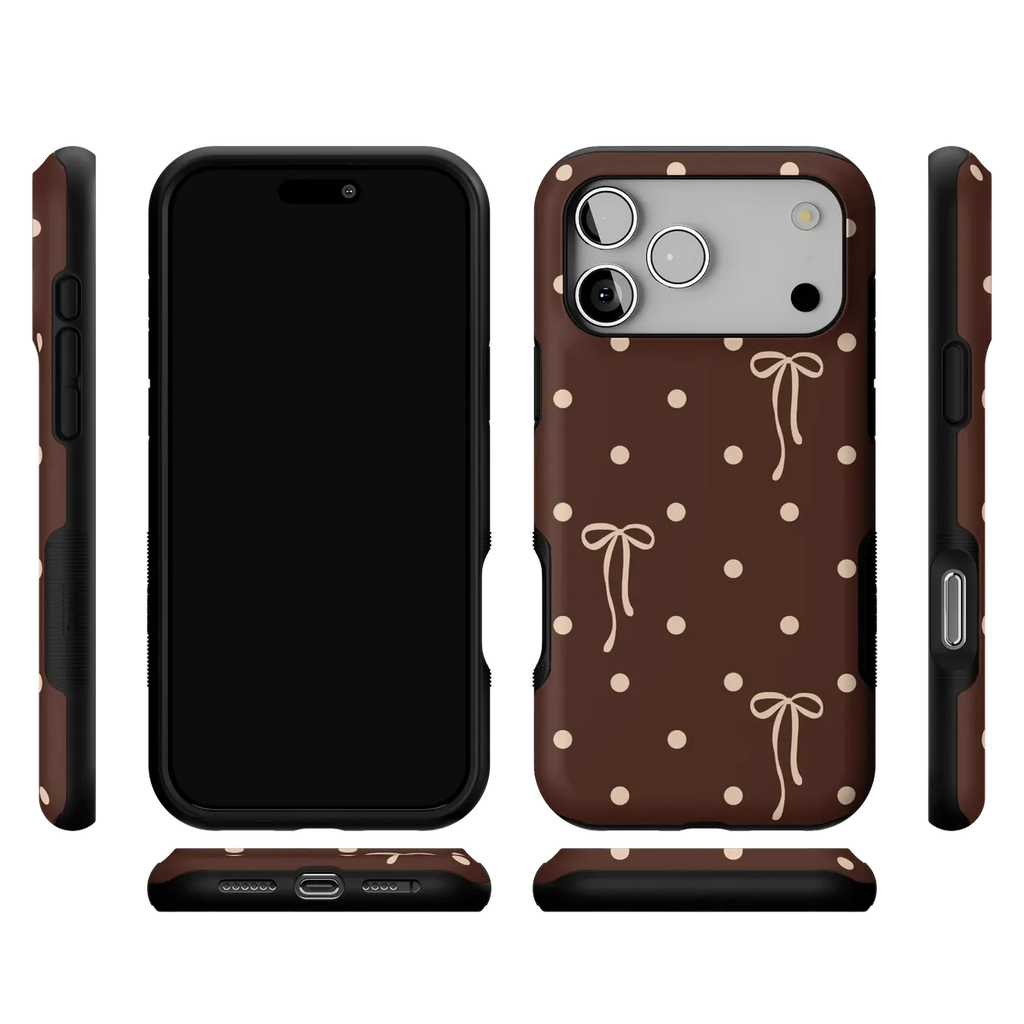 Teddy Bows | Brown Polka Dot Case